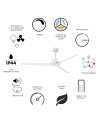 BRISA MINI * Ventilador IP44 BLANCO LED 20W-2700K-5000K